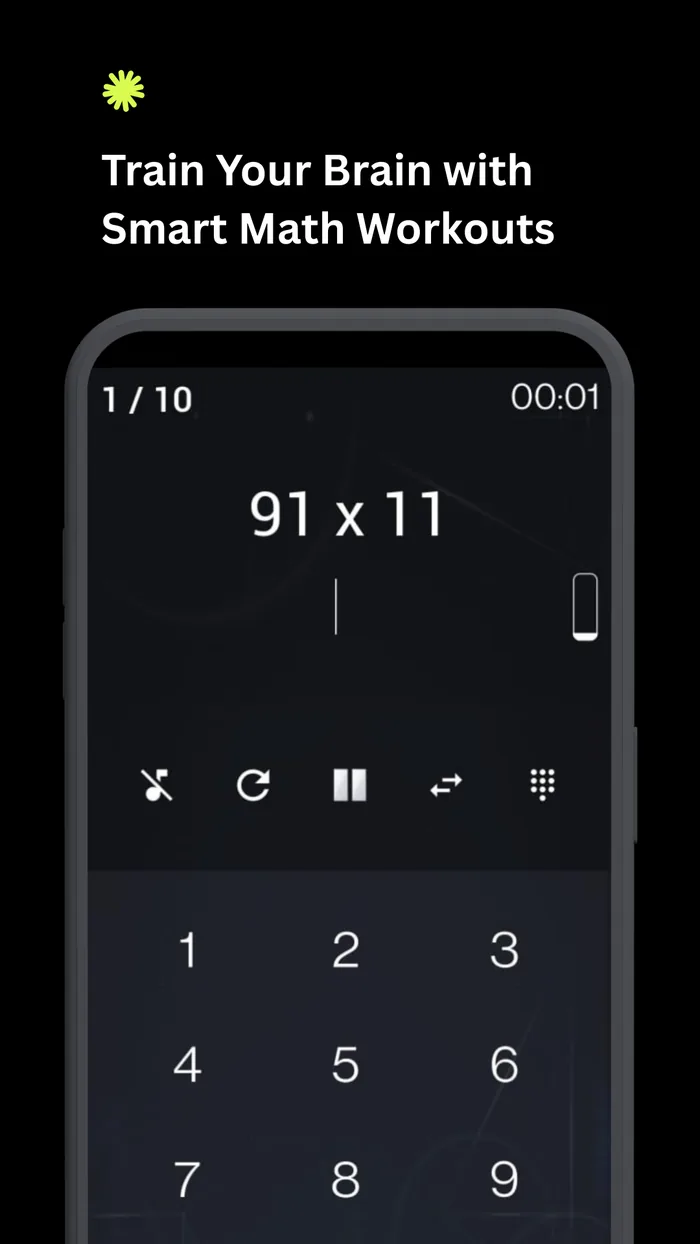 Timed math workout screen